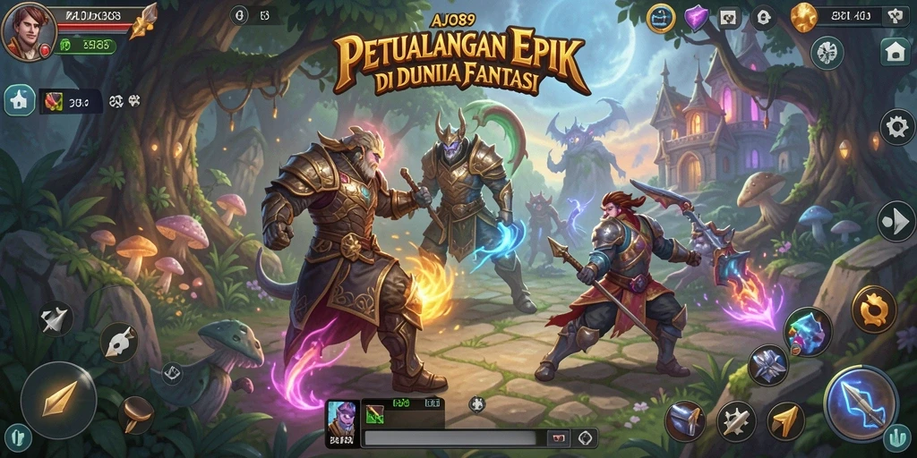 Gameplay AJO89 yang menampilkan pertarungan mendebarkan di dunia fantasi.