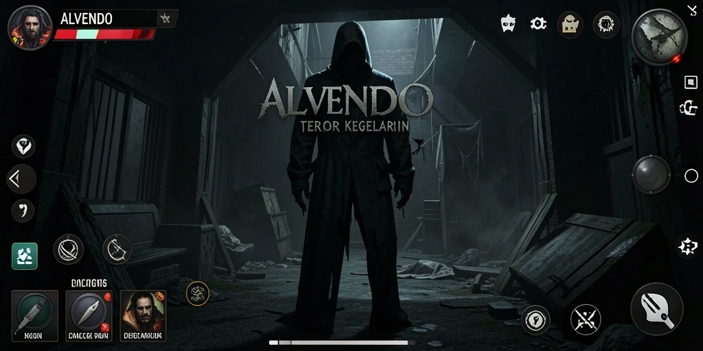 Tangkapan layar gameplay ALVENDO menampilkan suasana mencekam yang menggetarkan.