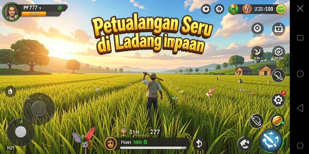 Screenshot gameplay PF777 menampilkan aktivitas bertani yang menarik.