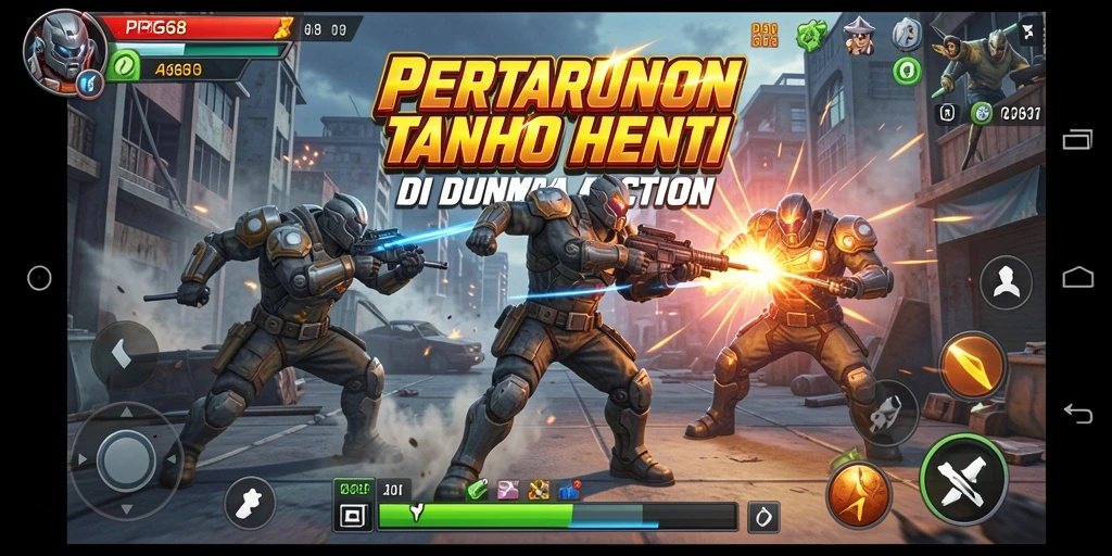 Screenshot gameplay menunjukkan pertempuran seru di PGG68.
