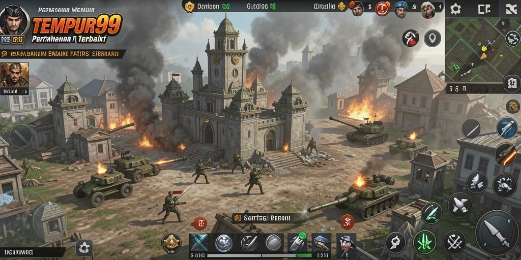 Tampilan gameplay menarik dari TEMPUR99 menunjukkan aksi Tower Defense yang seru.